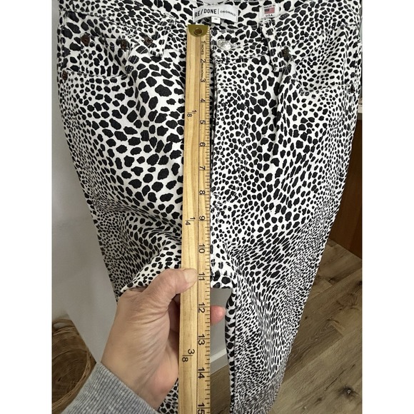 Re/Done Jeans Womens 27 Rise Ankle Crop Denim animal Print , White/black Color - Picture 7 of 11